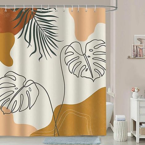 minimaliste Boho Feuilles Tropicales Rideau De Douche 150 X 180 Cm Rideau De Douche Polyester Tissu Rsistant  La Moisissure Impermable Rideau De D