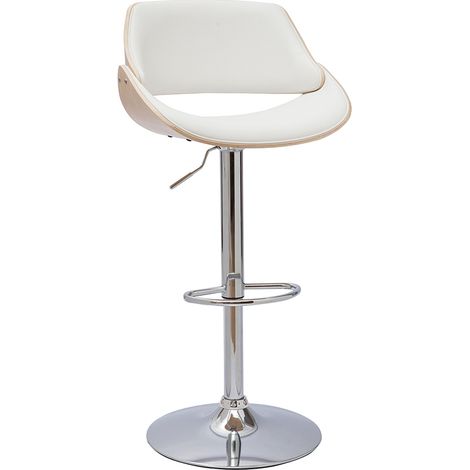 Design-Barhocker höhenverstellbar weiß und helles Holz CLASH