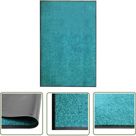 The Living Store Paillasson lavable Cyan 120x180 cm - Tapis D'entrée - Paillasson Extérieur - Paillasson Intérieur - Tapis Absorbant - Tapis Washable (1/5)