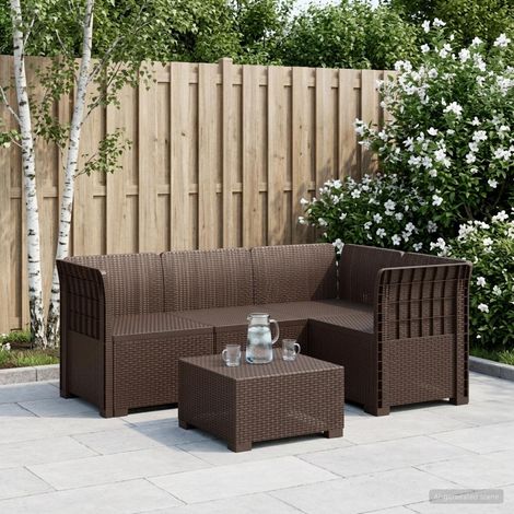 Divano da Giardino 4 Posti Aspetto Rattan PP Marrone vidaXL (1/5)