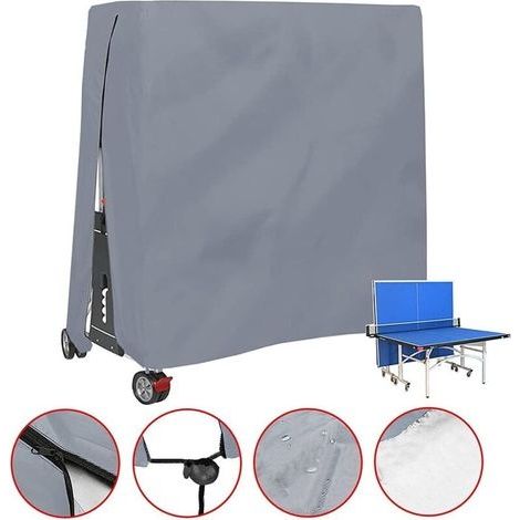 Tischtennisplattenabdeckung, wasserdicht, winddicht, UV-beständig, strapazierfähige Schutzplane aus Oxford-Gewebe für Tischtennistische mit Reißverschluss und verstellbarem Kordelzug (1/4)