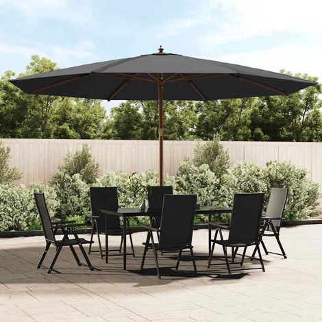 Sonnenschirm mit Holzmast Schwarz 400x273 cm