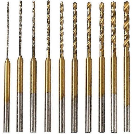 -Jeu de forets hélicoïdaux- Jeu de 10 micro-forets de 0,6 mm à 2,2 mm, diamètre de queue de 2,35 mm, mini-forets de gravure en acier rapide (1/5)