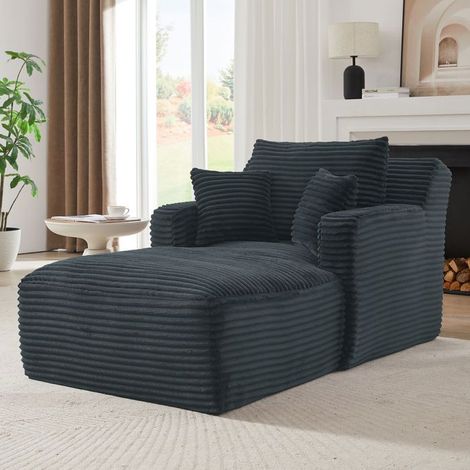 Canapé design moderne revêtement en cord assise confortable chaiselongue position relax (1/5)