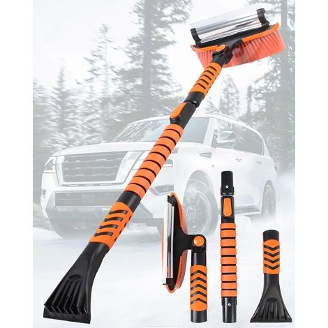 Dégivreur de pare-brise, essuie-neige rétractables en alliage d'aluminium à trois sections de 43 pouces, essuie-neige rotatifs à 180° et dégivreur, convient pour les voitures (1/4)
