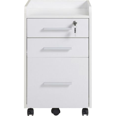 Caisson Bureau Mobile avec 3 Tiroirs Serrure 40x40x65 cm Blanc
Meuble Rangement Bureau sur Roulettes, pour Documents et Imprimante, Caisson Rangement Compact, pour Travail ou Chambre (1/5)