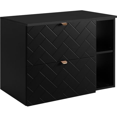 Rodan Waschbeckenunterschrank 80 cm, Schwarz Matt, 46 x 80 x 62,3 cm, mit Waschtischplatte und Badregal, feuchtraumgeeignet, Badmöbel