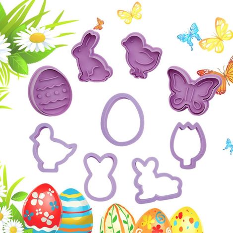 Set mit 9 Oster-Tier-Ausstechformen aus Kunststoff, Cartoon-Hasen, Keksform, Cupcake-Backwerkzeug, Bastelbedarf (1/4)