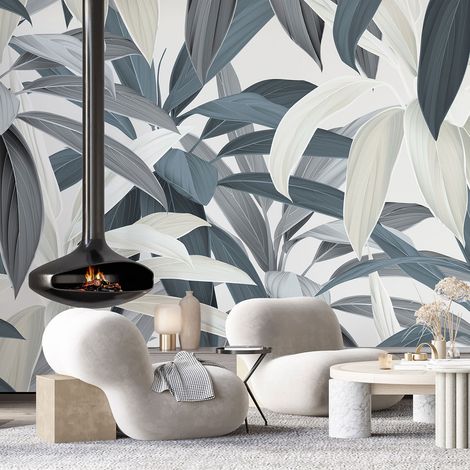 Papier peint panoramique - Feuilles tropicales - 130 cm x 73 cm (1/4)