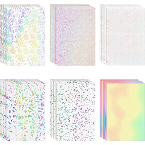 30 Feuilles Transparent Holographique Superposition Laminage Holographique Vinyle Autocollant Papier A4 Auto-Adhésif Film Holographique Transparent pour Autocollants (1/5)