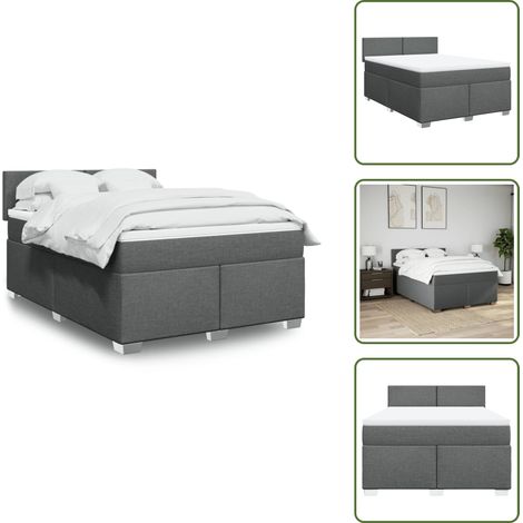 Sommier à lattes de lit avec matelas Gris foncé 140x190cm Tissu - Sommier À Lattes De Lit - Sommiers À Lattes De Lit - Lit - Meuble De Chambre À Coucher (1/5)