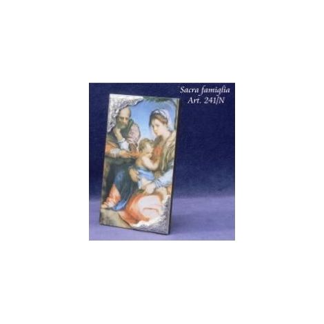Quadretto Argento laminato decorativo casa sacra famiglia 7 x 12 cm