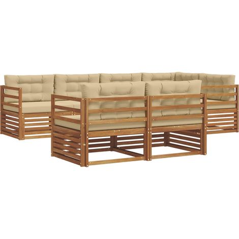 Outdoor Sofa Set 7 pcs Natural and Beige vidaXL (1/5)