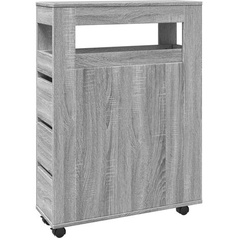 Maison Exclusive - Mobile da Bagno Stretto con Ruote Grigio Sonoma in Truciolato