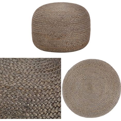 vidaXL Handgefertigter Sitzpuff Hellgrau 45 x 30 cm Jute (1/3)