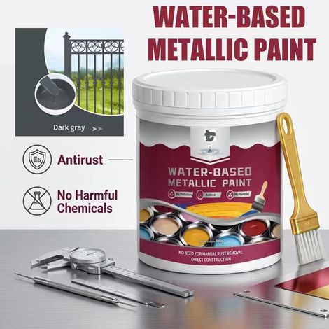 Peinture antirouille métal grise à l'eau 300 g avec pinceau et gants (1/3)
