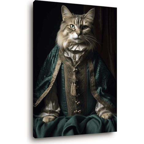 Tableau sur toile chat vintage 30x45 cm - Impression sur Toile Murale Décorative - Image imprimée en HD sur Toile - Toile sur Châssis en Bois FSC - Fabriqué en France