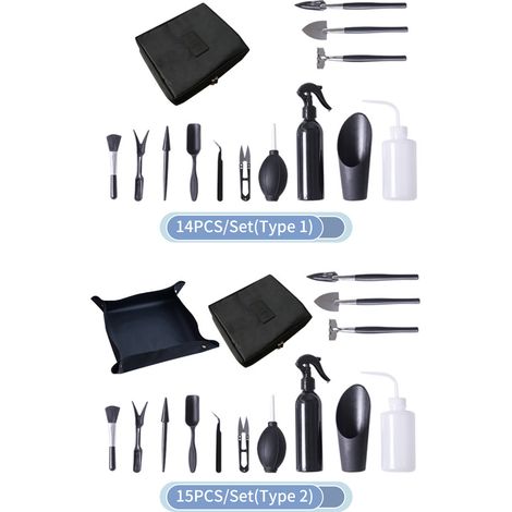 Kit de plantación para suculentas y plantas miniatura con bandeja de cultivo impermeable, 14/15 piezas. (1/4)