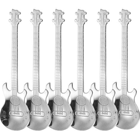 Guitare à résidence rouillée et durable Café de café Spoon (argent) 6 pièces