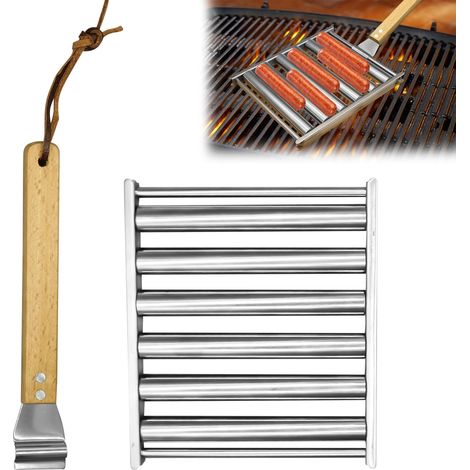 Gril rotatif pour hot-dogs, support vapeur pour hot-dogs avec poignée en bois, accessoires de barbecue - AquaForge (1/5)