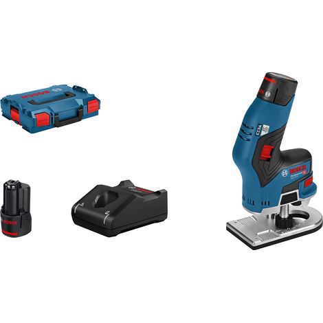 affleureuse sans-fil GKF 12V-8 avec 2 batteries de 3,0 Ah, chargeur rapide GBA 12V-40, pince de serrage 8 mm, clé plate 17 mm, dans L-BOXX (1/5)