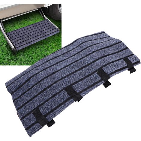 Tapis d'escalier RV anti-dérapant réglable pour campers SUV - Tapis de protection ajustable pour marche pied véhicule - Polyester 46x46cm (1/5)