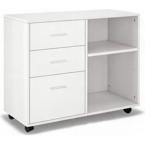 Meuble de rangement de bureau blanco 80 x 40 x 65 cm (1/5)