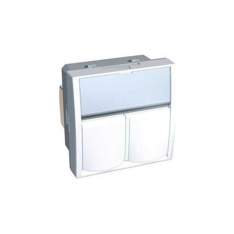 Prise double RJ45 CAT6A STP blindée blanc polaire format 45X45mm avec porte-étiquette S-ONE ALTIRA SCHNEIDER ELECTRIC ALB44357N (1/3)