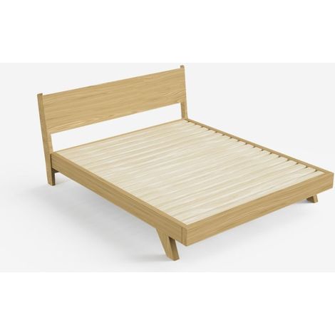 Letto matrimoniale design moderno 160x190cm con doghe e cuscini Rust - Legno Naturale (1/5)