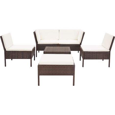Maison Exclusive - Set Divani da Giardino 6 pz con Cuscini in Polyrattan Marrone (1/5)