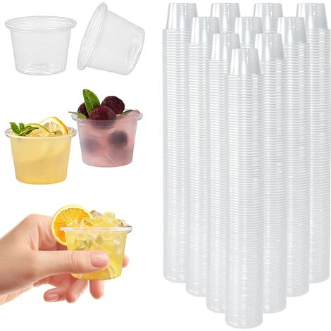 Paquete de 500 vasos de chupito, 25 ml, vasos cortos transparentes para licor, vasos de chupito, vasos de degustación, mini vasos para fiestas, gelatina (1/5)