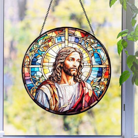 Attrape-soleil vitrail – Déco intérieure moderne, Diamètre : 25cm (1/4)