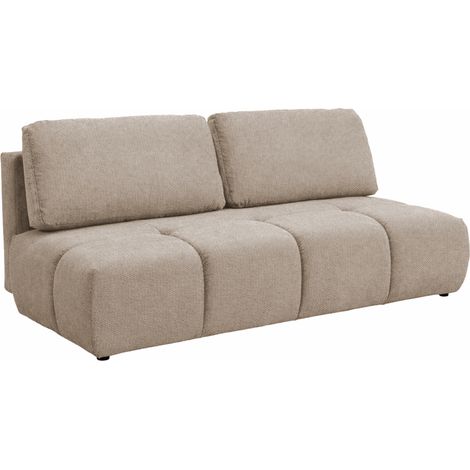 MELVA - Canapé 3 places convertible avec coffre en tissu beige (1/5)