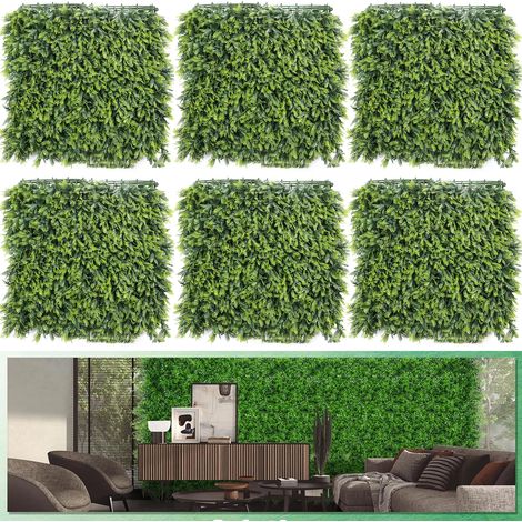 Lot de 6 panneaux de haie artificielle 50×50 cm – haie artificielle modulable, brise-vue extérieur décoratif