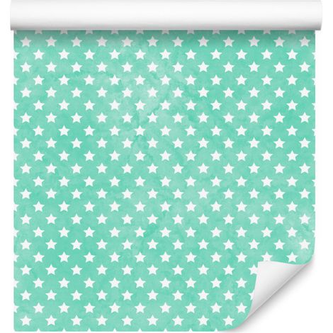 Carta da parati con stelle color menta, dettaglio raffinato per soggiorno e camera da letto, 50x1000 cm. (1/5)