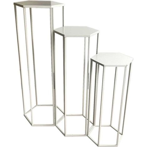 Lot de 3 sellettes gigognes métal blanc (1/3)