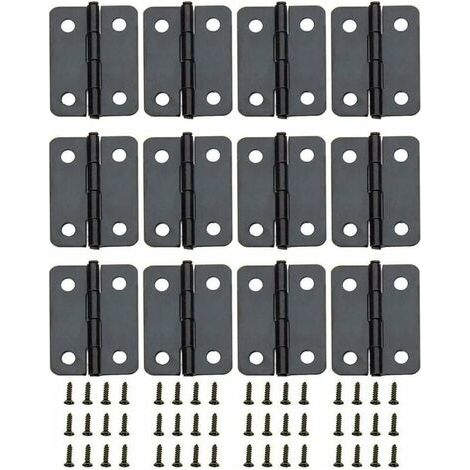 12 pièces 1 pouce noir mini petite charnière arrondie fer charnière accessoires noir cuivre charnière pour boîte en bois,Pour meubles de maison, portes et fenêtres, etc