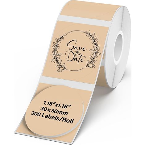 300 x 30mm Round Thermal Vinyl Labels - Compatible with M110/M220/T50M - Brown (1/5)