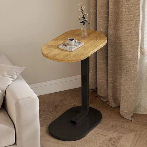 TrAdE Shop Traesio - Tavolino A Forma Di C Per Divano Soggiorno Camera Letto Moderno Portatile Tavolo - Legno Chiaro (1/2)