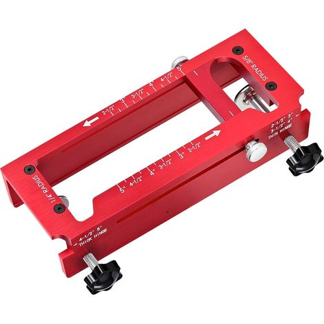 Gabarit de charnière de porte en alliage d'aluminium, kit de gabarit de défonceuse, gabarit de mortaise réglable pour longueurs et épaisseurs de 2,5 à 5 pouces, rayons de 1/4 et 5/8 pouces, angles dro (1/5)