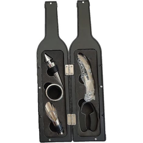 Korkenzieher, Weinaccessoire-Set, Weinzubehör, Weinset, Flaschenöffner mit Verschluss, Ausgießer, Tropfring, Folienschneider, Geschenk für die Familie (1/5)