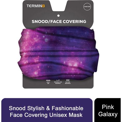 Termin8 Unisex Multifunctional Snood and Face Covering Mask, Pink Galaxy