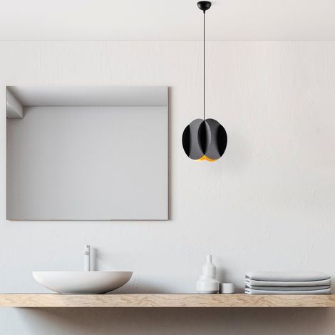 Lustre noir, corps en métal, hauteur réglable 40-115 cm, Ø 25 cm, douille E27, câble de 90 cm, design moderne pour la maison et le bureau (1/5)