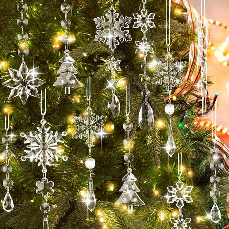 20 Weihnachtsschmuck-Kristallornamente aus Sapin de Noël, Acryl-Flocon de Neige Glaçon Suspendu Pendentif (1/5)