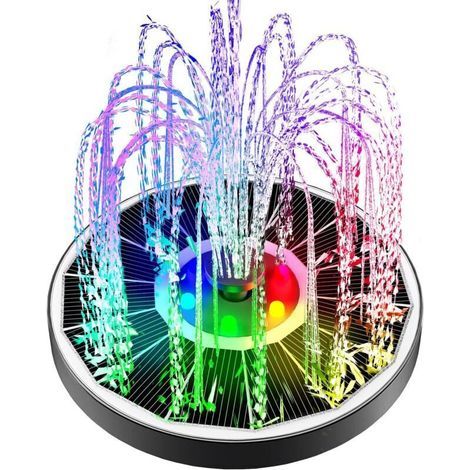 Fontaine solaire en verre avec 4 tiges de fixation, pompe solaire pour bain d'oiseaux, jardin, étang, piscine, lumières colorées extérieures (1/5)