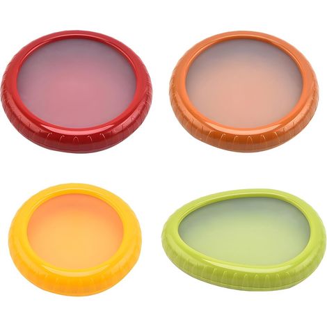 Boîtes de rangement pour fruits et légumes - Ensemble de 4 boîtes de rangement en silicone pour fruits et légumes à placer au réfrigérateur : boîte à avocat, boîte à tomates, boîte à oignons et boîte (1/5)