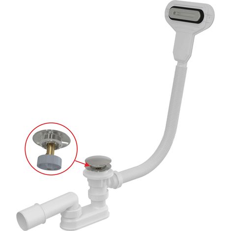 Alcadrain Badewanne Ab- und Überlaufgarnitur CLICK/CLACK mit flachem Überlauf, verchromt 57 cm