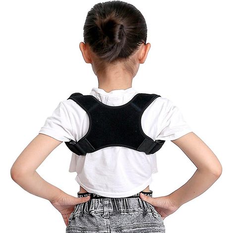 Correcteur de posture magnétique ajustable, soutien dorsal, corset pour épaules et dos, correcteur de posture pour la colonne vertébrale, pour adultes et enfants - noir (1/5)