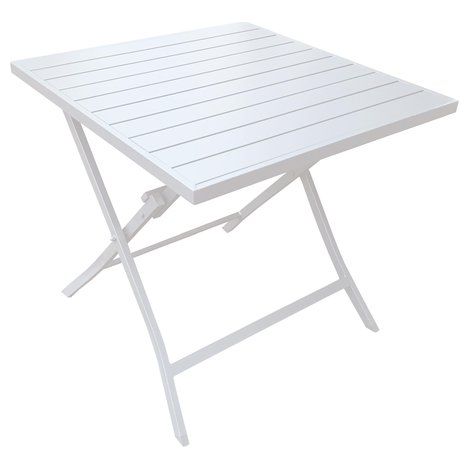 Amicasa Tavolo Sibari Alluminio Pieghevole 77x77 Cm Bianco