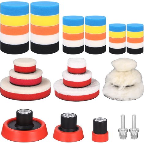 44 pcs Kit Tampon de polissage Auto avec adaptateur M14 (1/5)